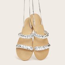 Romwe Cross Chain Decor Tie Leg Sandals