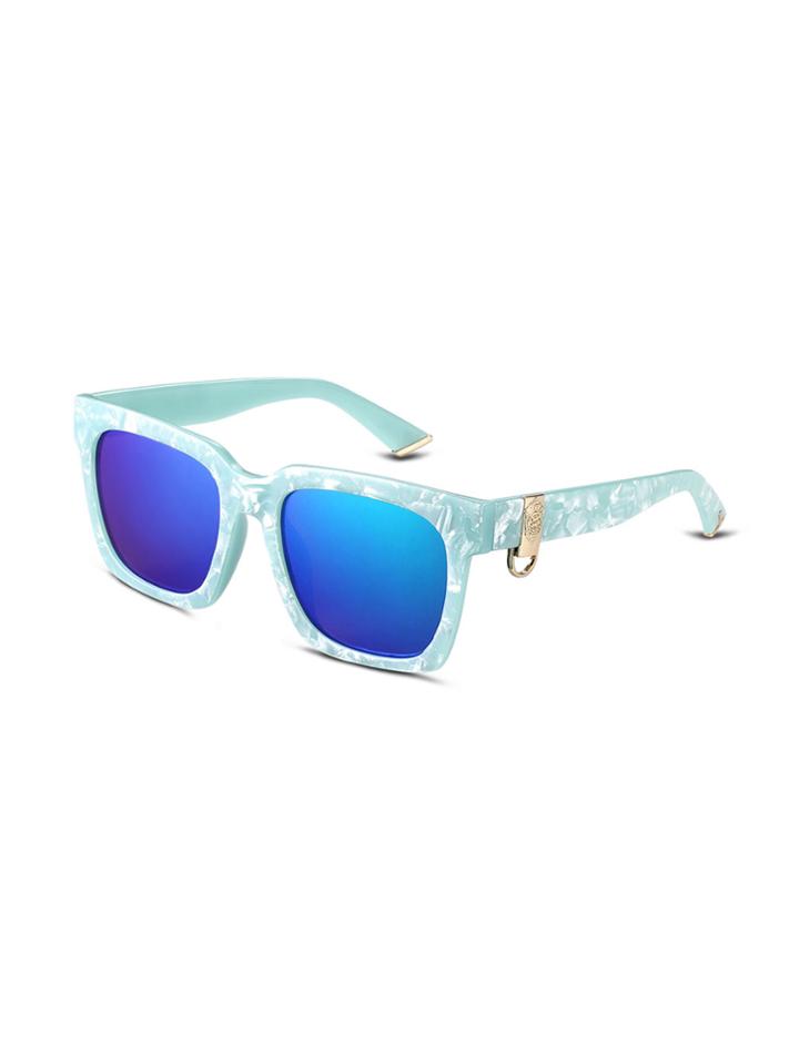 Romwe Turquoise Frame Gold Trim Sunglasses
