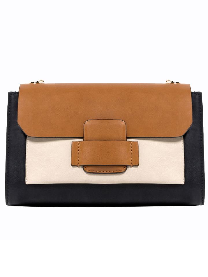 Romwe Color-block Pu Chain Bag