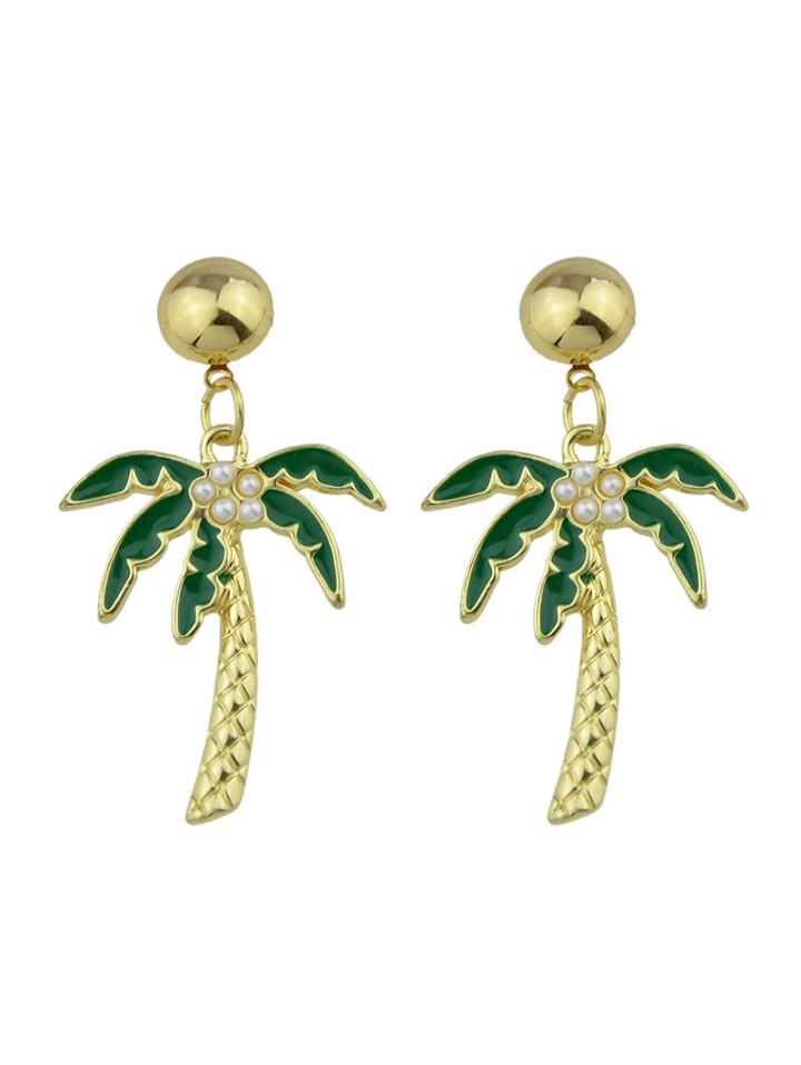 Romwe Realistic Coconut Tree Pearl Earrings Earrings