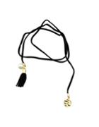 Romwe Pu Leather Black Long Necklace