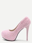 Romwe Pink Colored Sequin Inlaid Stiletto Pumps