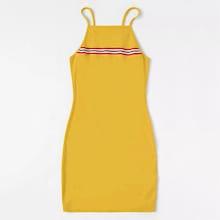 Romwe Plus Contrast Striped Tape Cami Dress