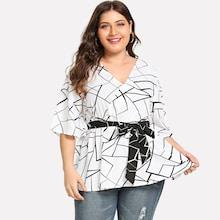 Romwe Plus Surplice Front Blouse