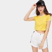 Romwe Varsity Stripe Crop Tee