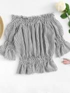 Romwe Off Shoulder Pleated Blouse