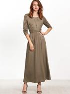 Romwe Blouson Crinkle Longline Dress