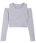 Romwe Off The Shoulder Grey Sweater