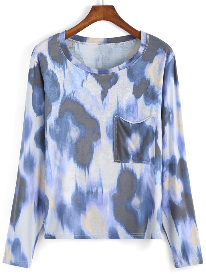 Romwe Camouflage Pocket Loose T-shirt
