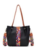 Romwe Embroidered Textil Detail Tote Bag With Guitar Strap