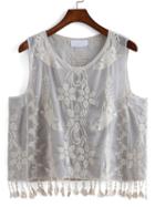 Romwe With Tassel Embroidered Tank Top