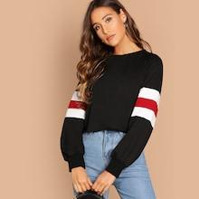 Romwe Color-block Raglan Sleeve Pullover