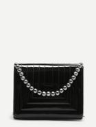 Romwe Faux Pearl Decorated Flap Chain Bag