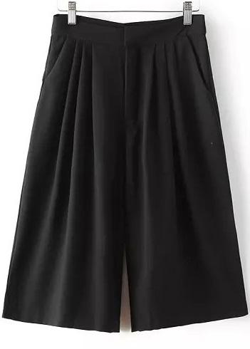 Romwe Black Loose Wide Leg Pant