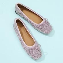 Romwe Bow Decorated Fuzzy Flats