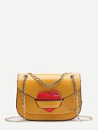 Romwe Contrast Heart Detail Crossbody Chain Bag