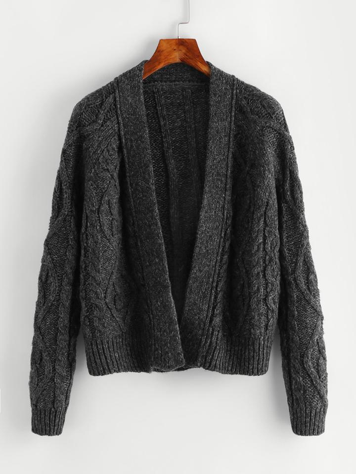 Romwe Open Front Ribbed Knit Sweater