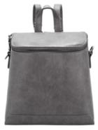 Romwe Grey Zippers Pu Backpack