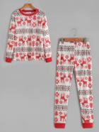 Romwe Christmas Print Sweatshirt With Elastic Waist Pants