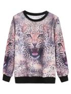 Romwe Multicolor Leopard Print Sweatshirt