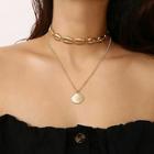 Romwe Shell Pendant Double Layered Necklace
