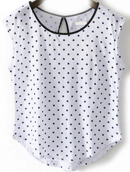 Romwe Polka Dot Backless T-shirt