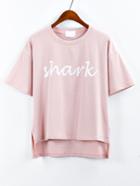 Romwe Shark Print High Low T-shirt