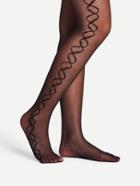 Romwe Irregular Pattern Side Pantyhose Stockings