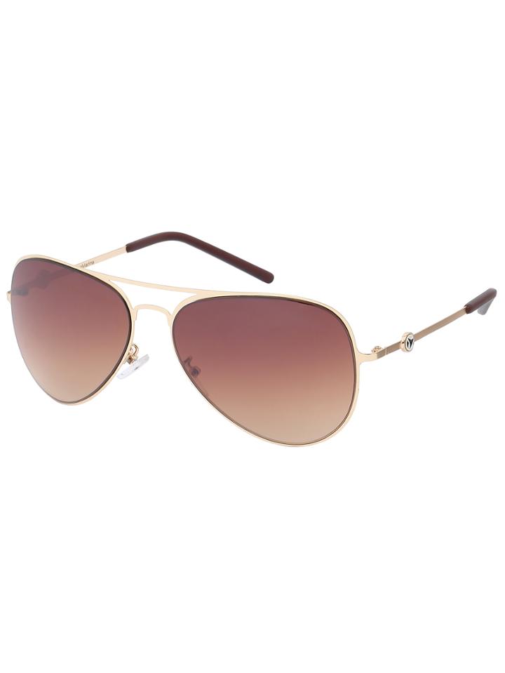 Romwe Metal Frame Double Bridge Brown Lens Aviator Sunglasses