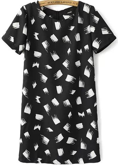 Romwe Brush Print Slim Bodycon Dress