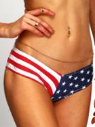 Romwe Stars And Stripes Low-rise Bikini Bottoms