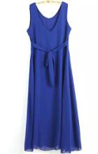 Romwe V Neck Lace Up Blue Dress