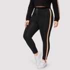 Romwe Plus Striped Side Leggings