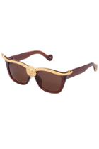 Romwe Gold Lion Head Embellished Sunglasses