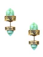 Romwe Silver Turquoise Dual Studs
