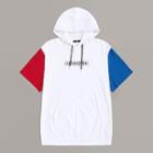 Romwe Guys Cut-and-sew Letter And Star Print Hooded Tee