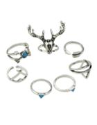 Romwe 7 Pieces One Set Rings Set