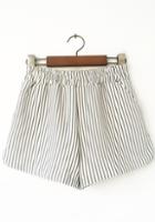 Romwe Elastic Waist Vertical Striped Grey Shorts