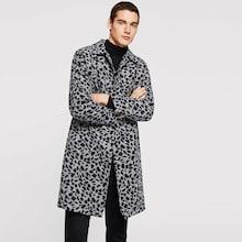 Romwe Guys Open Front Leopard Print Coat
