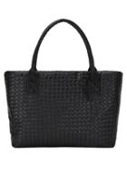 Romwe Faux Leather Braided Tote Bag