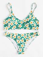 Romwe Calico Print Cami Bikini Set