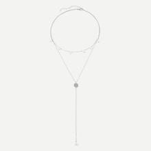 Romwe Flat Disc Decorated Layered Chain Necklace