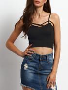 Romwe Spaghetti Strap Criss Cross Crop Cami Top