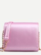 Romwe Pink Faux Leather Trapezoid Flap Bag