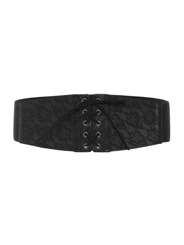 Romwe Lace Overlay Criss Cross Belt