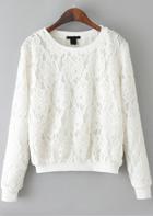 Romwe Embroidered Lace White Knitwear