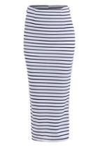 Romwe With Split Striped White Skirt