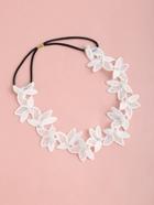 Romwe Faux Pearl Detail Embroidery Flower Hair Band