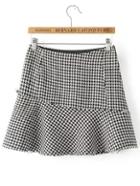 Romwe Black And White Houndstooth A Line Skirt