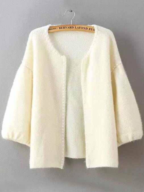 Romwe Knit Bead Beige Coat
